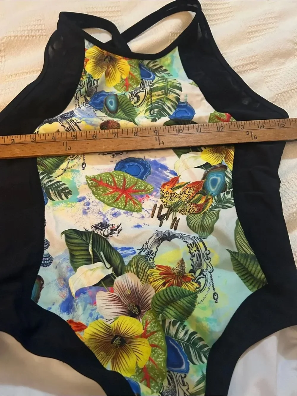 ATHLETA Floral Tropical One-Piece Swimsuit with Black Trim MEDIUM_6